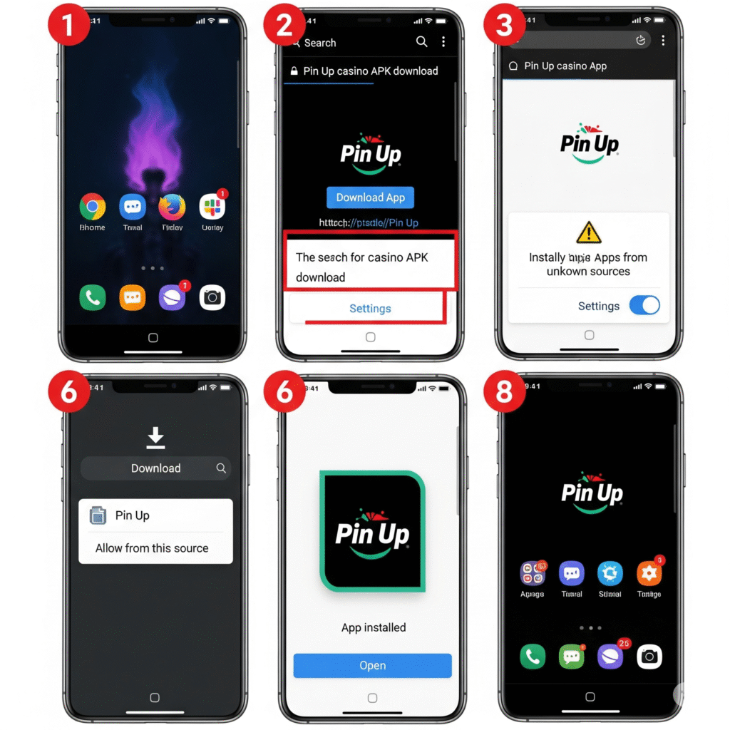 Пошаговая установка Pin Up казино на Android телефон