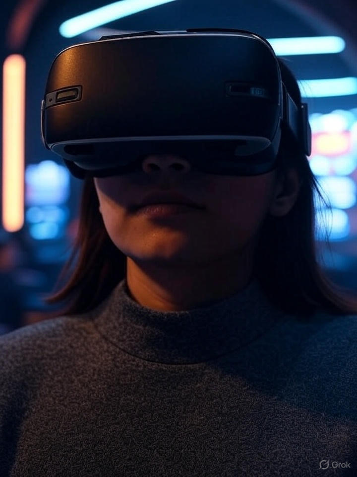 Игрок в VR очках играет в виртуальном казино
