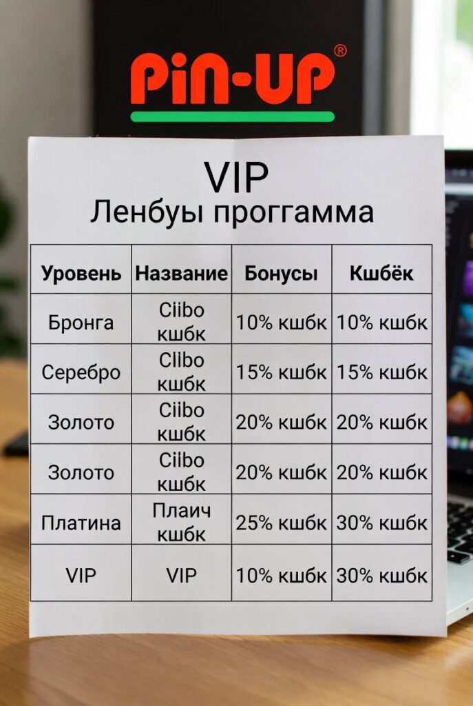 Таблица уровней VIP-программы лояльности Pin-Up казино